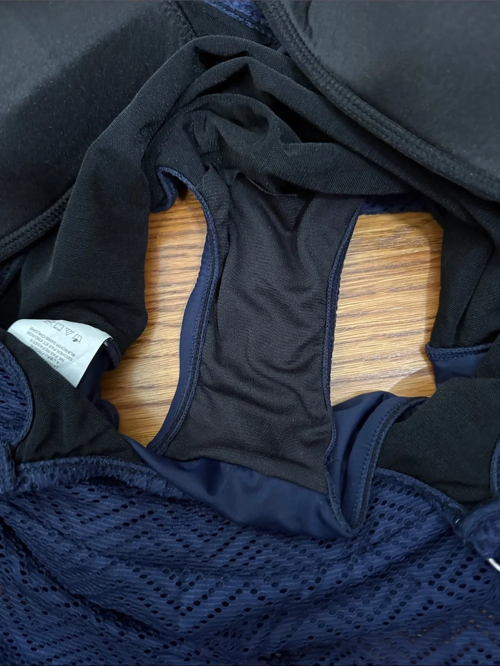 Navy Twist Front Swim Dress One Piece Lace Skirted Swimsuit Size 10